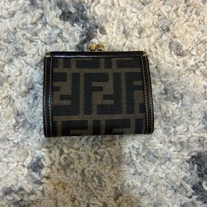 Fendi Monogram Black and Brown Coin Purse